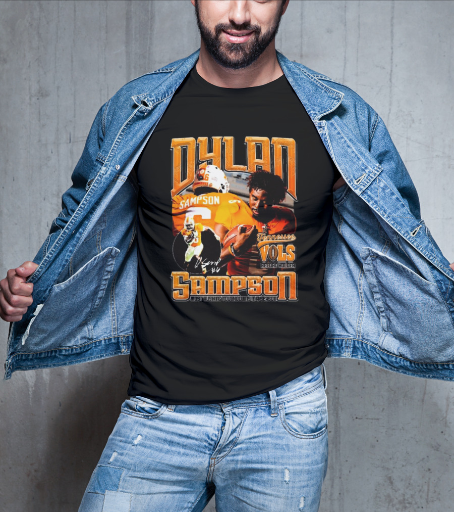 Dylan Sampson Tennessee Vols Record Holder Most Rushing Touchdowns In A Season Vintage Icon Signature T-Shirt