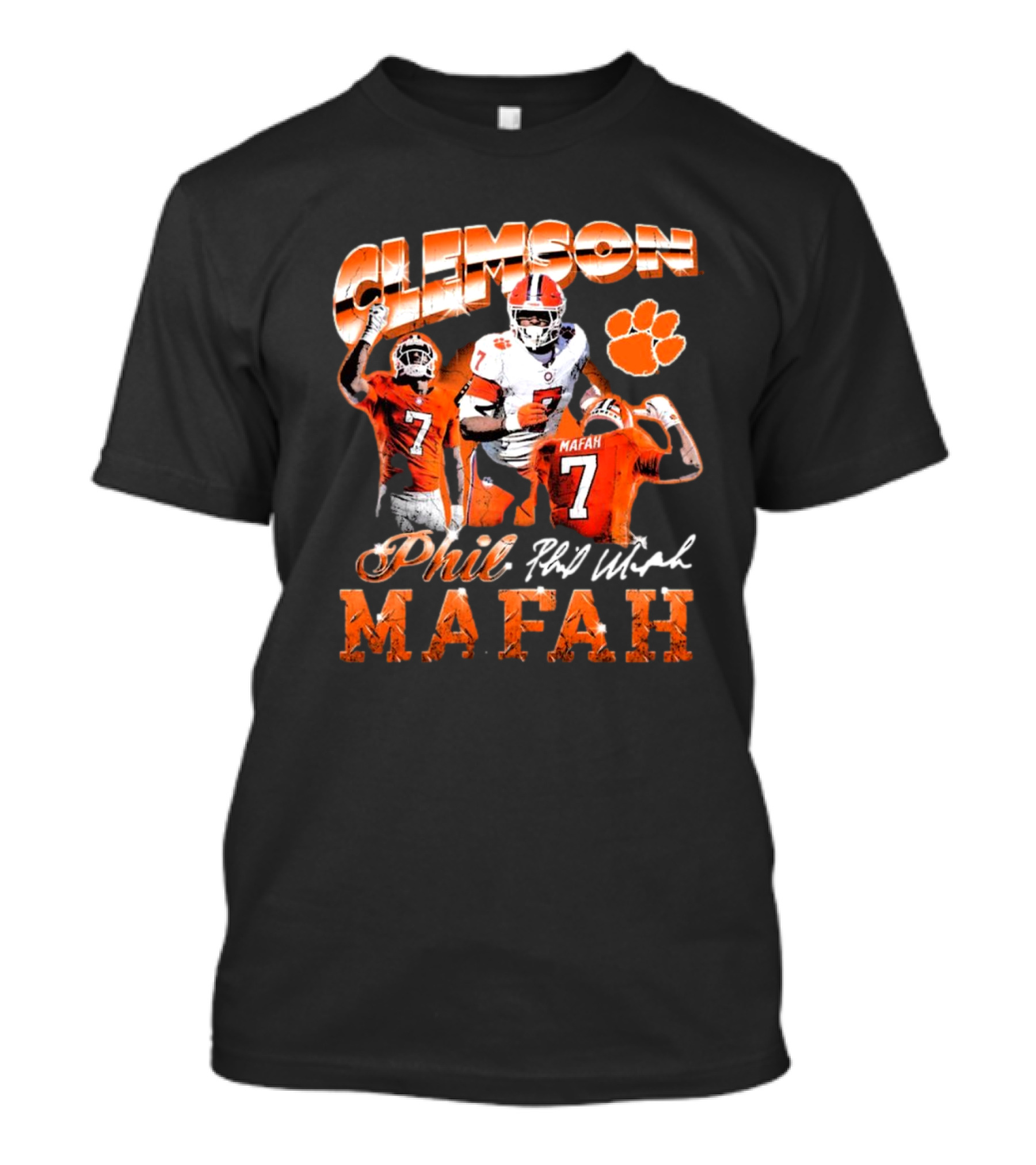 Clemson Tigers Phil Mafah 90s Retro Signature 7 T-Shirt