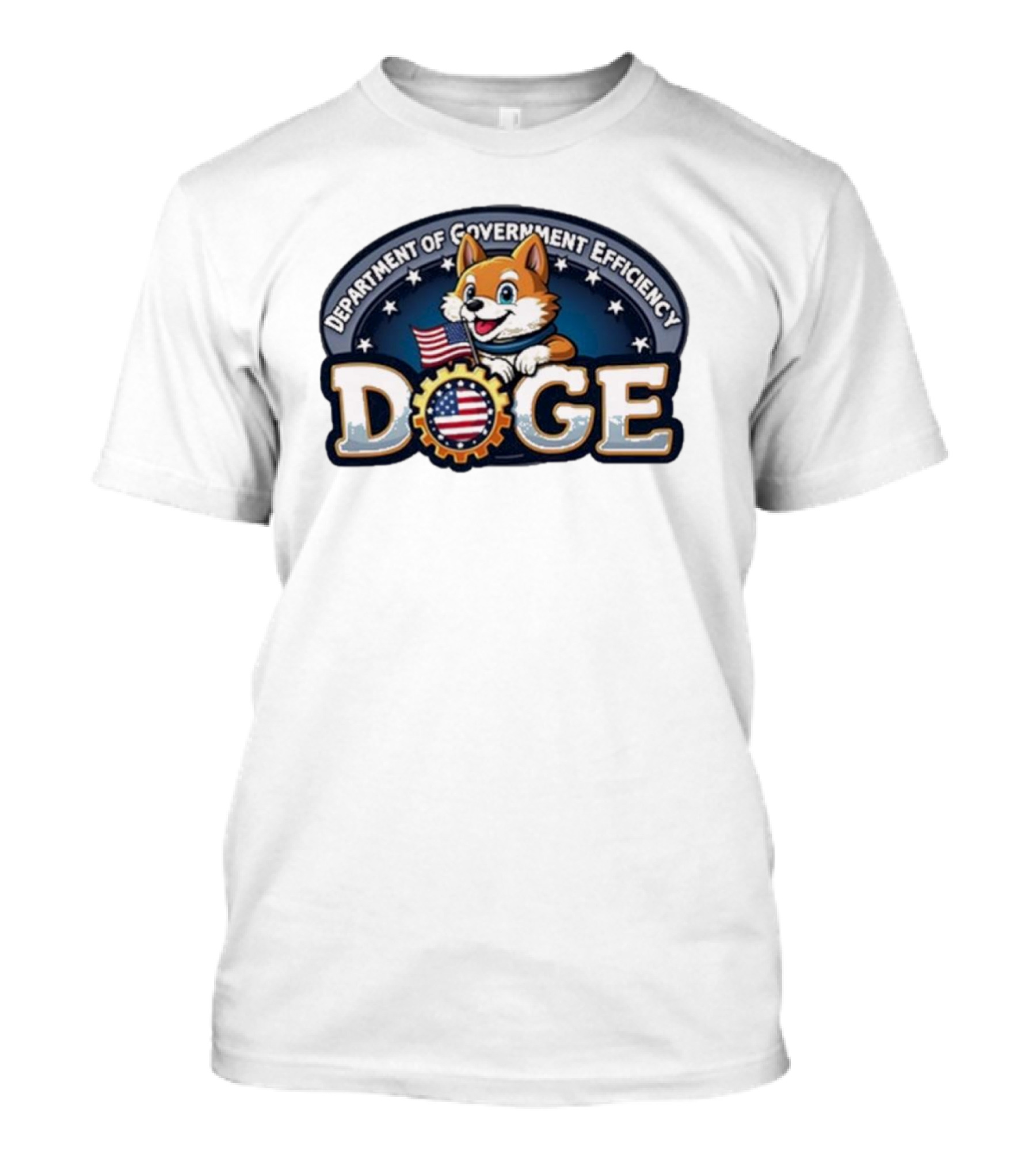 Doge Department Of Government Efficiency America Patriotic Dog With Flag T-Shirt