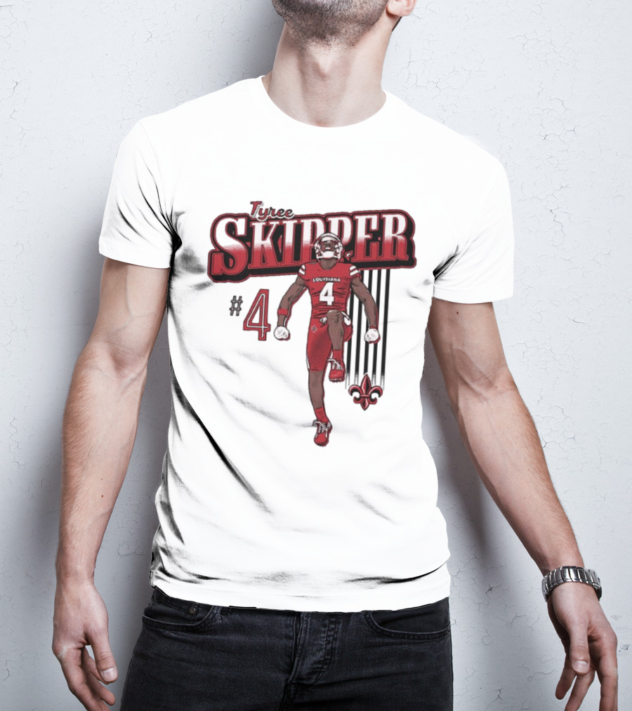 Tyree Skipper #4 Louisiana Ragin’ Cajuns Football Fleur-de-Lis T-Shirt
