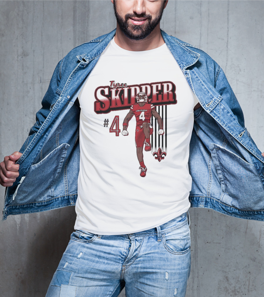Tyree Skipper #4 Louisiana Ragin’ Cajuns Football Fleur-de-Lis T-Shirt