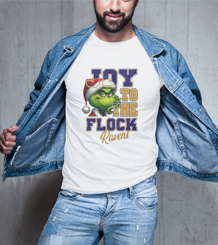 Joy To The Flock Ravens Merry Christmas The Grinch T-Shirt
