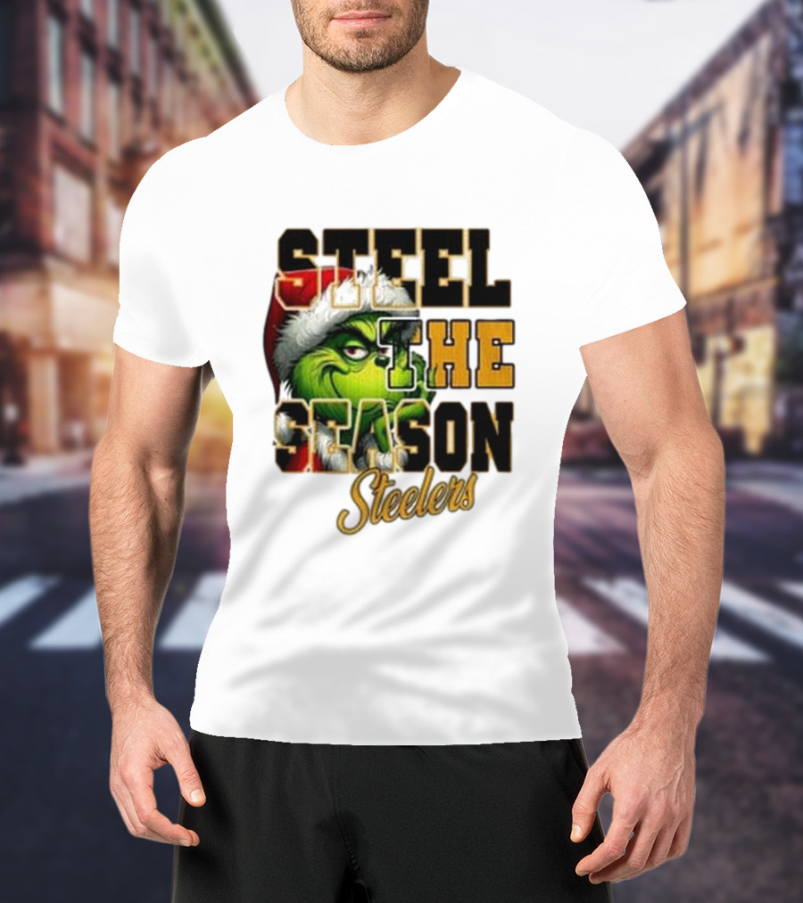 Steel The Season The Grinch Pittsburgh Steelers Merry Christmas T-Shirt