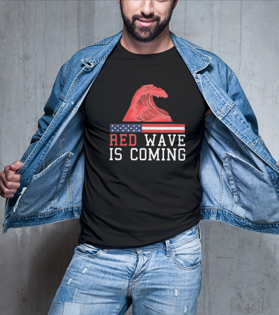 Red Wave Is Coming American Flag Wave T-Shirt