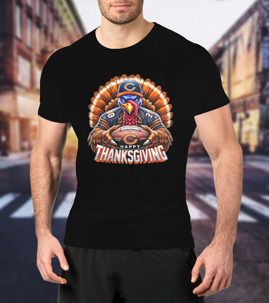 Happy Thanksgiving Chicago Bears Turkey Football T-Shirt