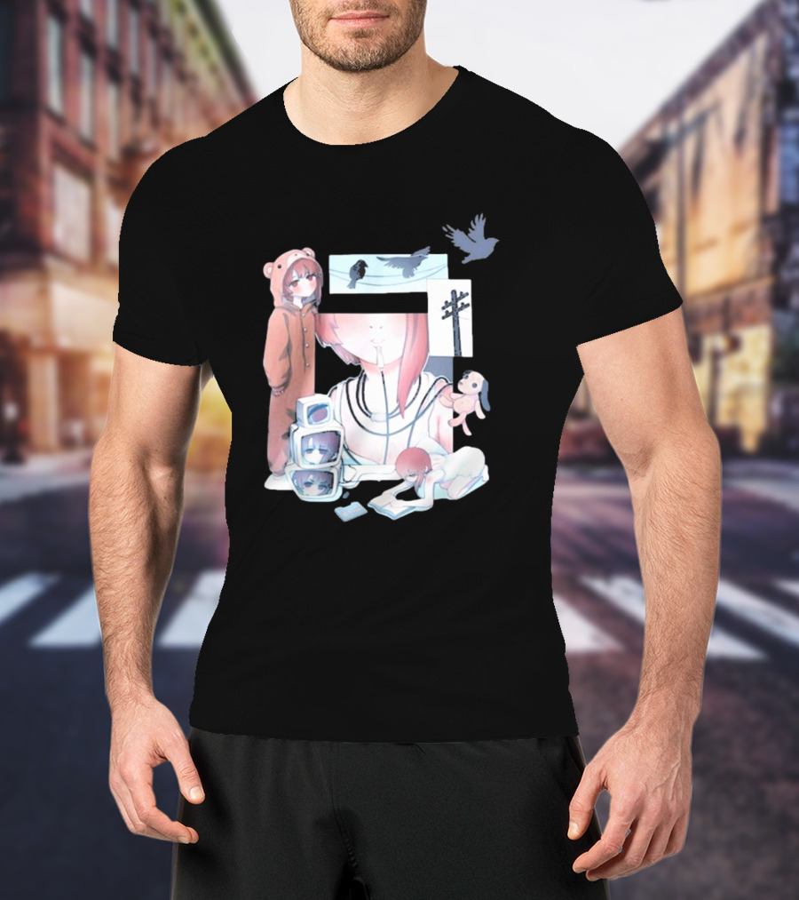 Serial Experiments Lain Surreal Imagery With Teddy Suit And Vintage Electronics T-Shirt