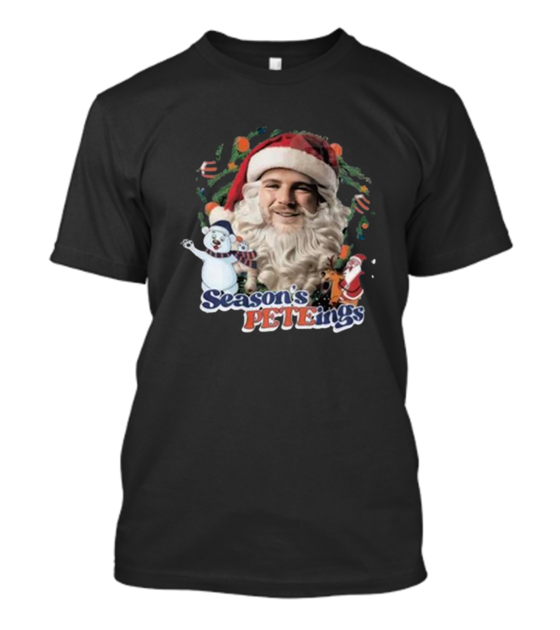 Santa Season's Peteings Christmas Polar Bear NYC Holiday T-Shirt
