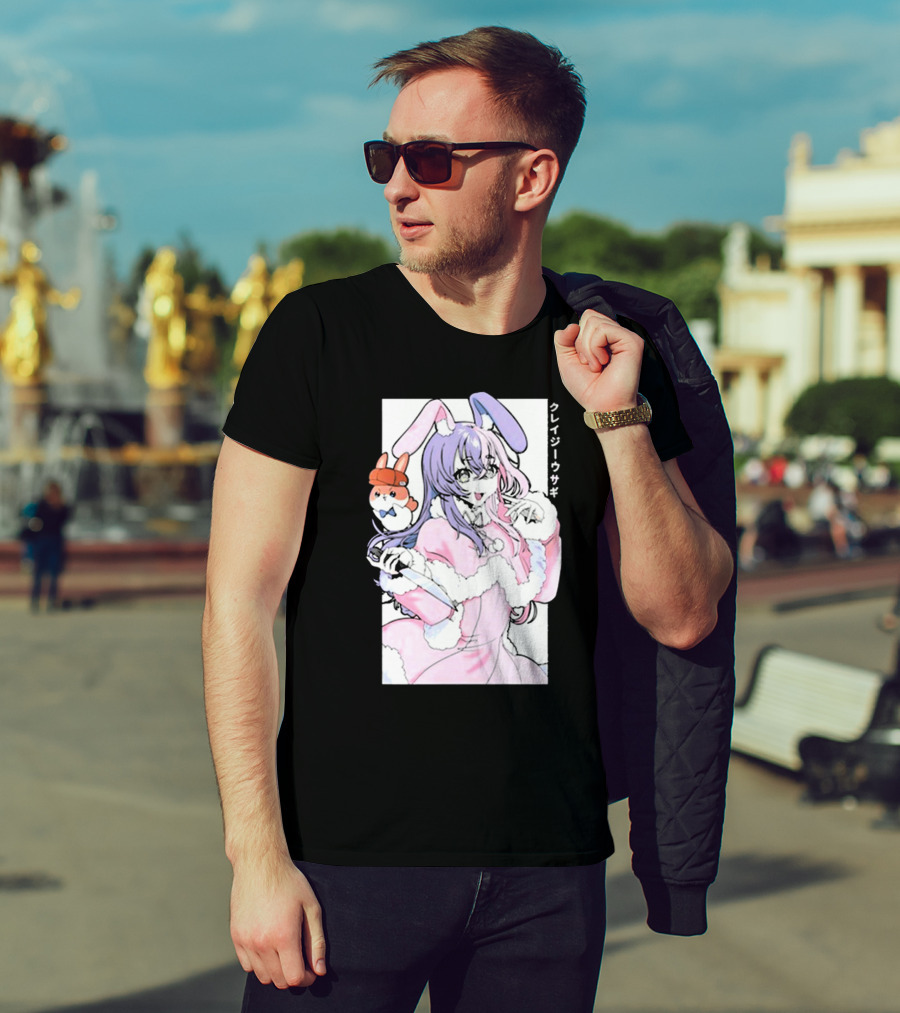 Gamersupps Punkalopi Crazy Usagi Japanese Text Anime Bunny Girl Holding Knife T-Shirt