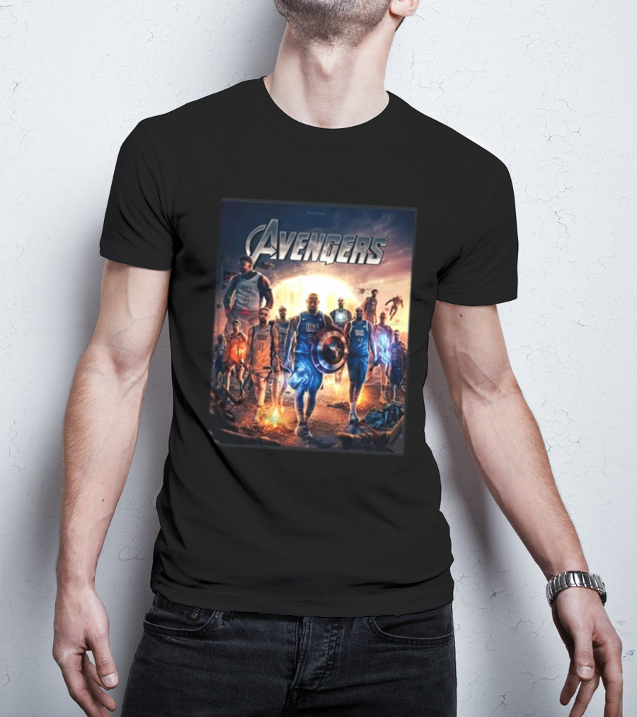 Bronny USA Basketball Avengers Crossover Superhero Team T-Shirt