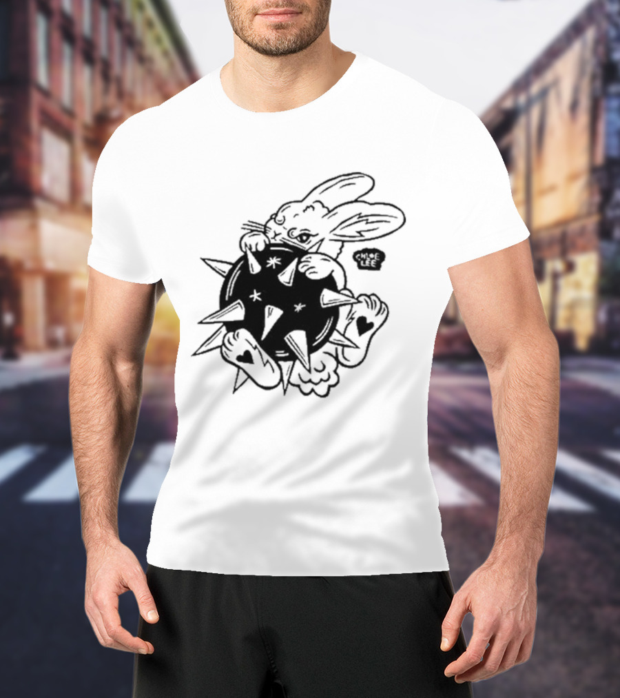 Chloeleeart Morningstar Bunny Holding Spiked Ball With Stars And Hearts T-Shirt