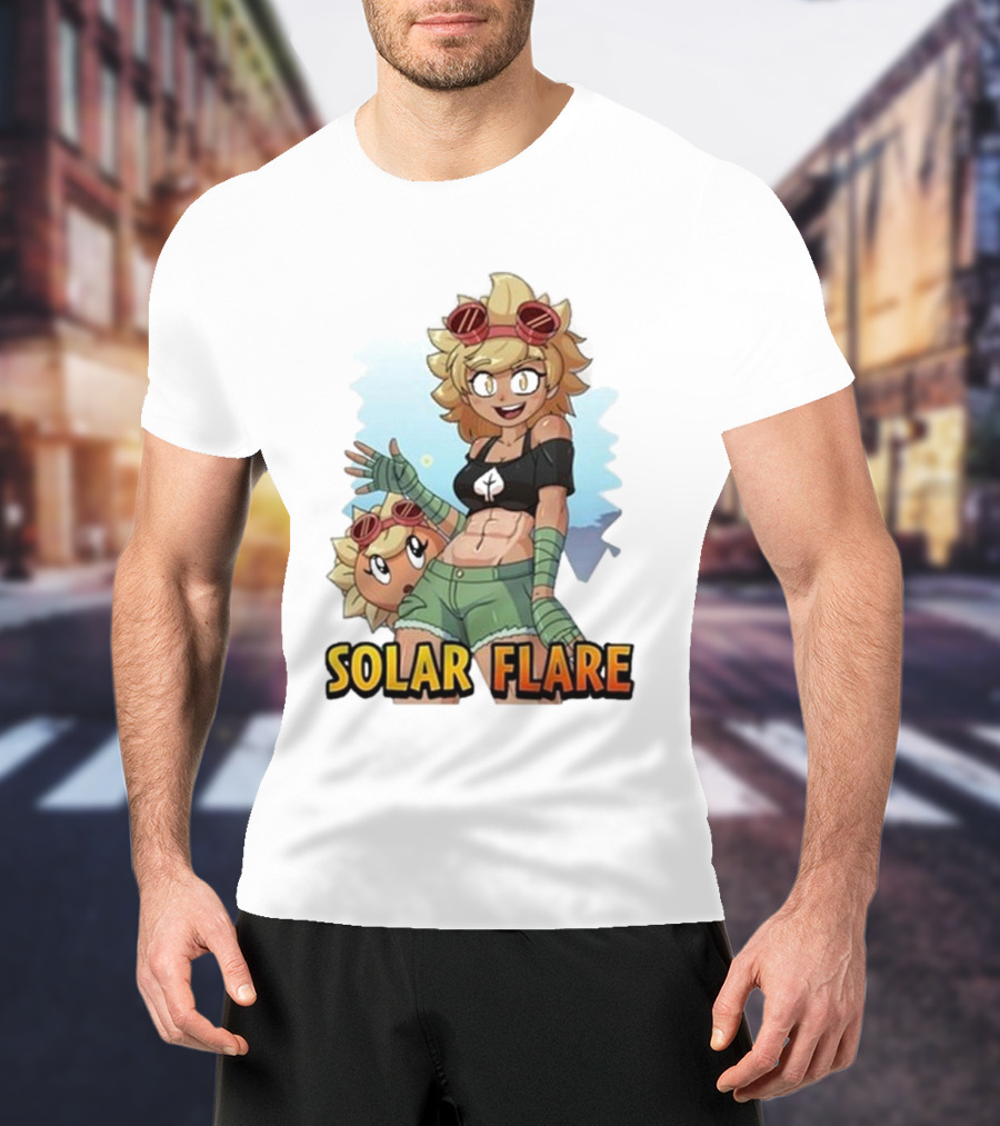 Solar Flare Anime Style Character With Blonde Hair And Goggles T-Shirt