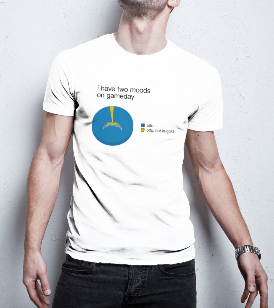 Los Angeles Chargers Two Moods On Gameday Btfu But In Gold T-Shirt