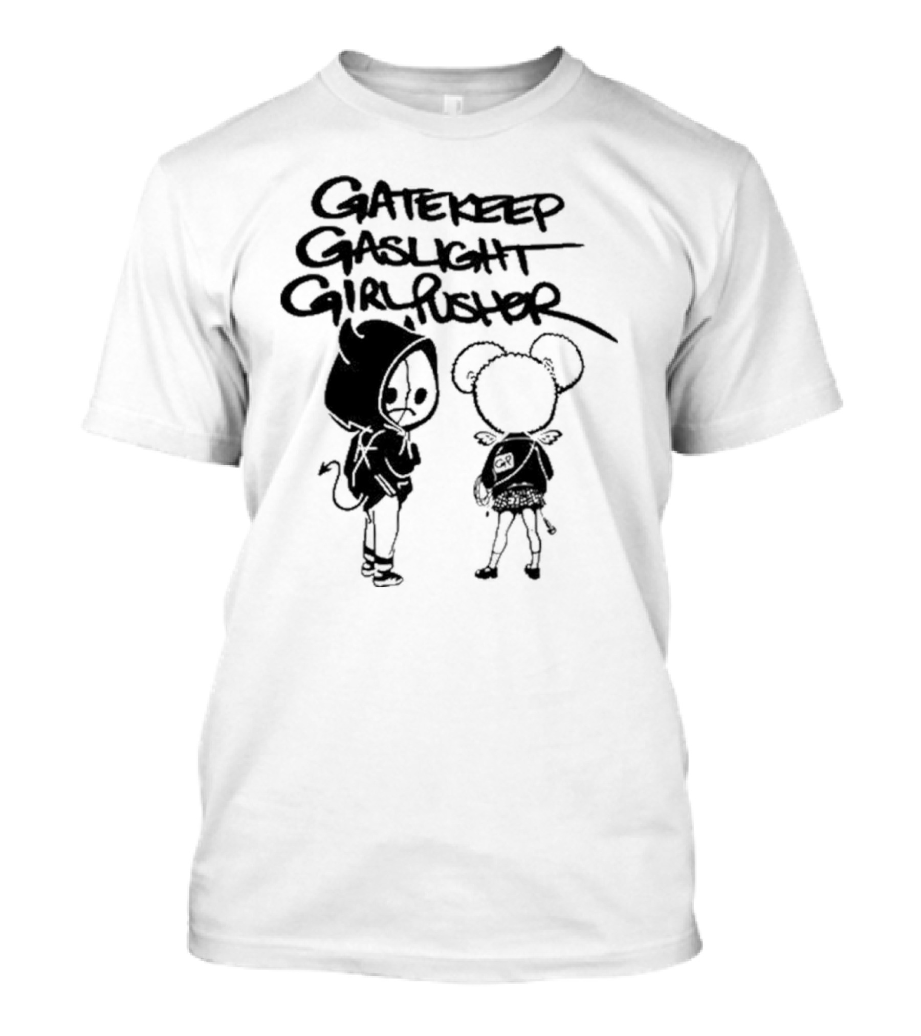 Gatekeep Gaslight Girl Pusher Streetwear Cartoon Duo T-Shirt