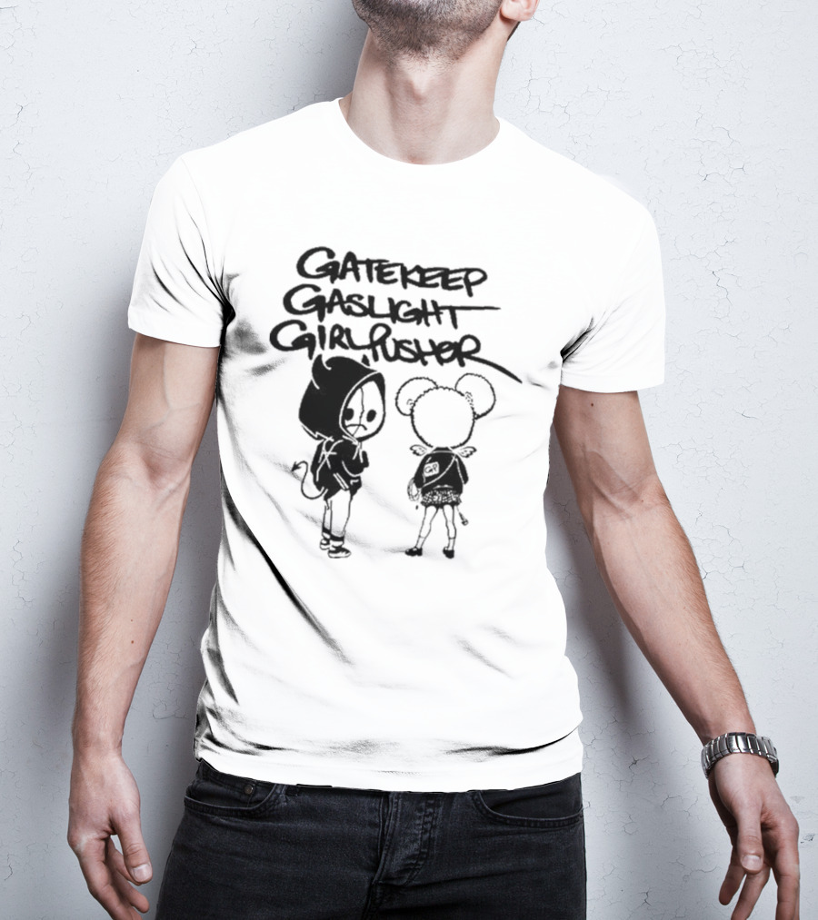 Gatekeep Gaslight Girl Pusher Streetwear Cartoon Duo T-Shirt