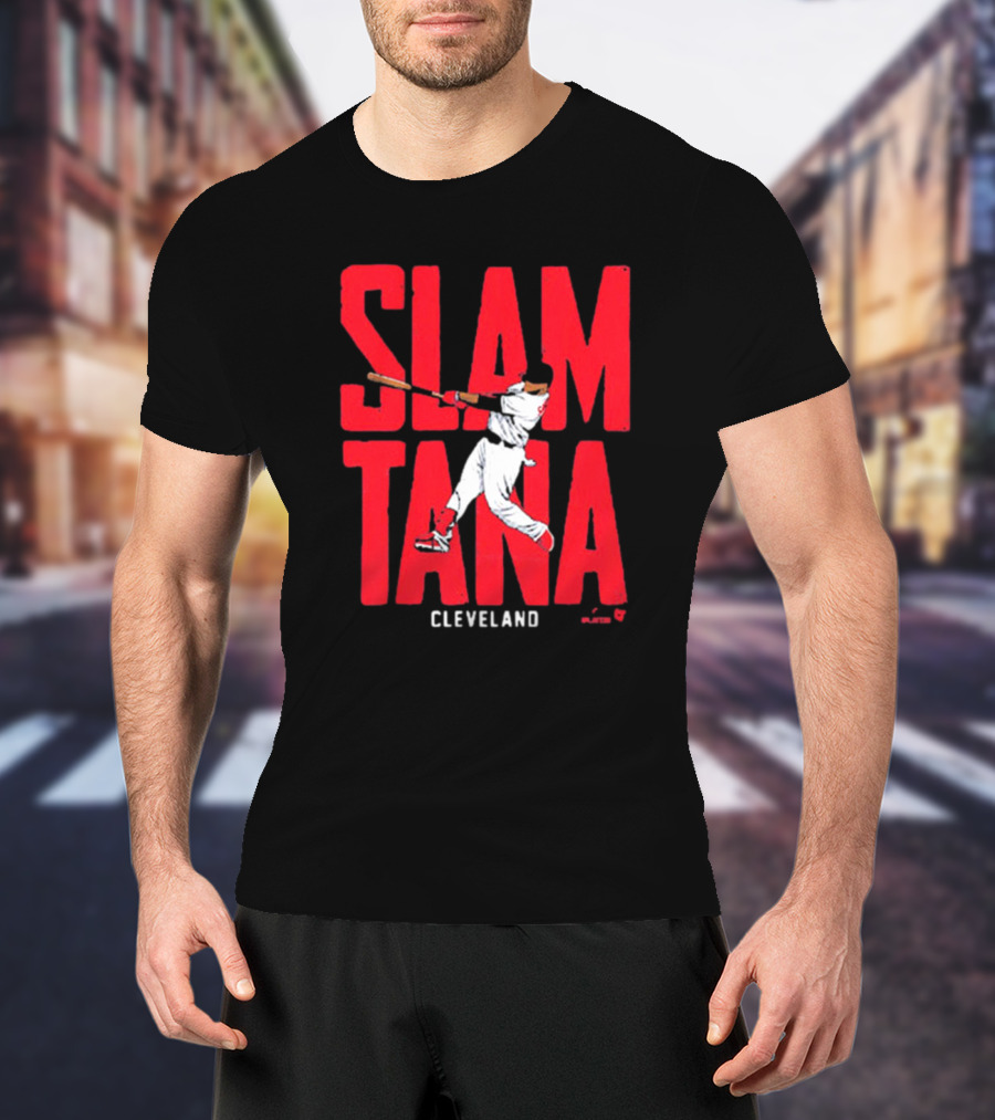 Slamtana Cleveland Guardians MLB Carlos Santana Baseball Player T-Shirt