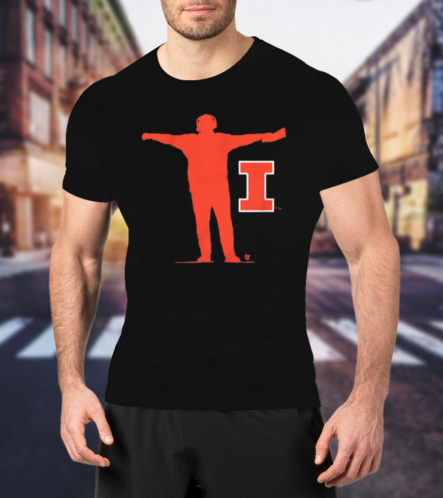 Illinois Fighting Illini Football Coach Silhouette And Iconic I T-Shirt