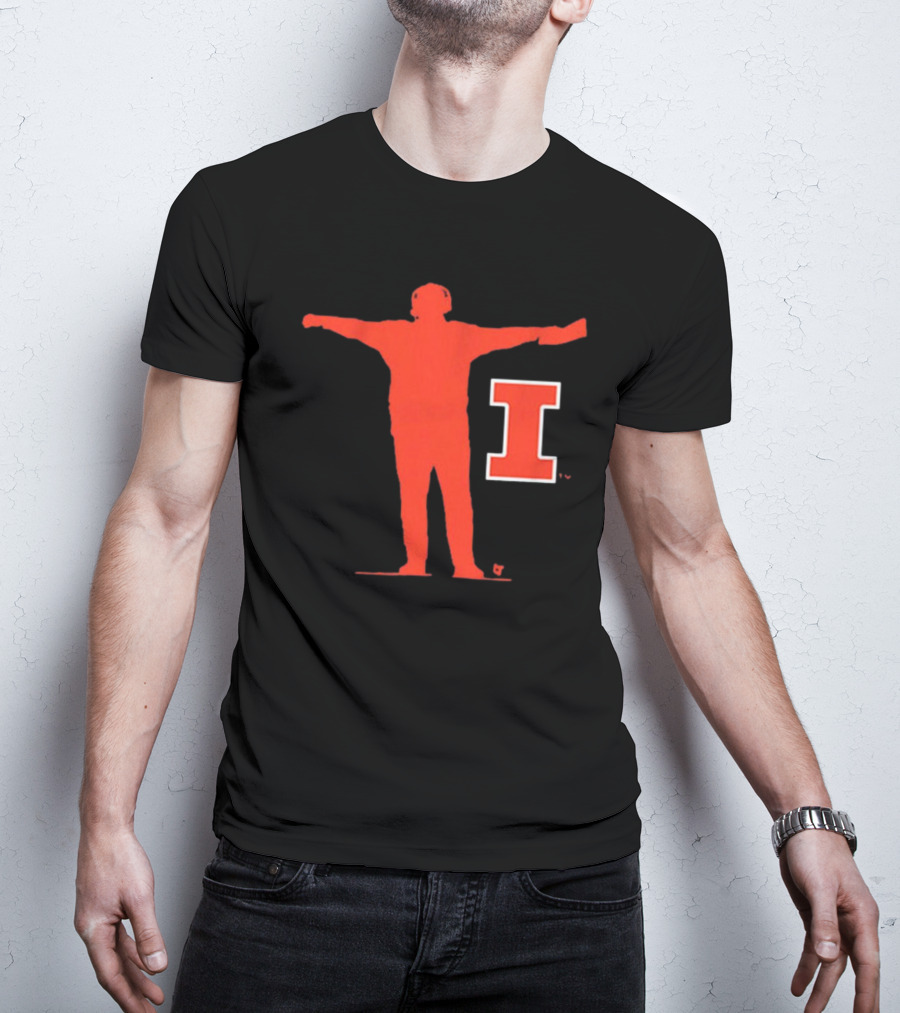 Illinois Fighting Illini Football Coach Silhouette And Iconic I T-Shirt