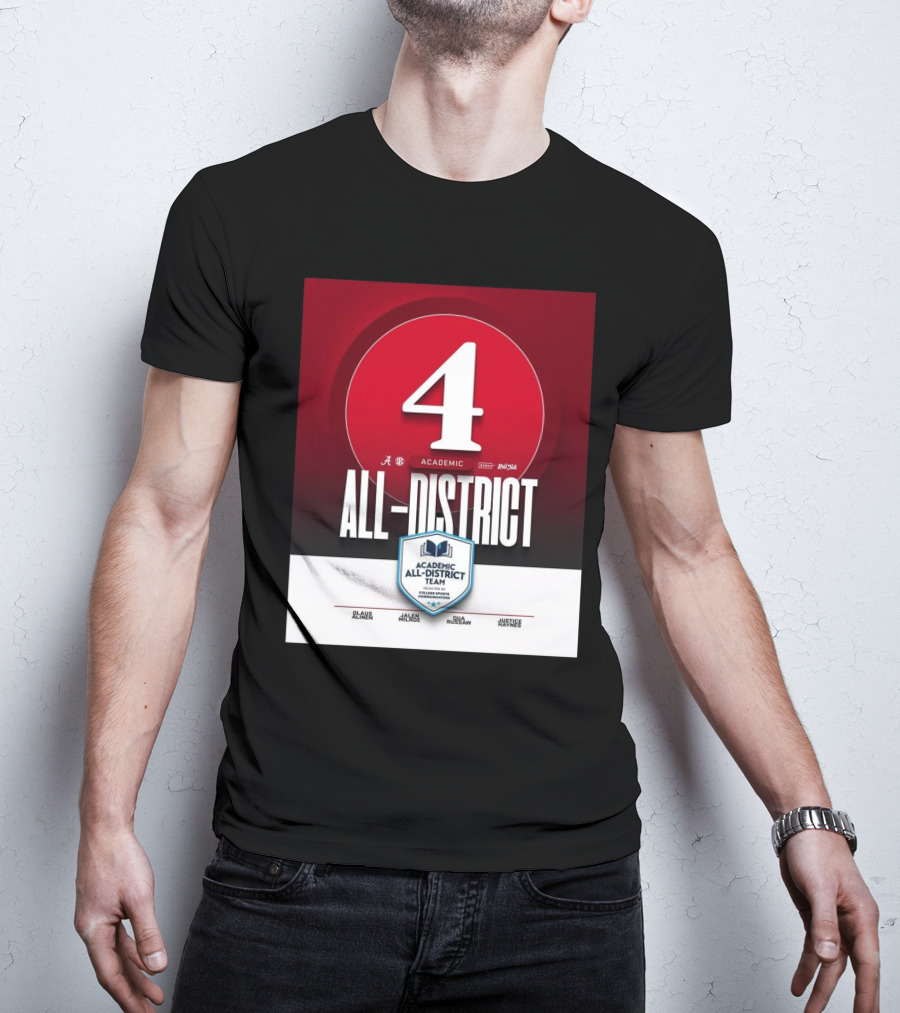 Alabama Crimson Tide Academic All-District Honorees Olaus Alinen Jalen Milroe Qua Russaw Justice Haynes T-Shirt