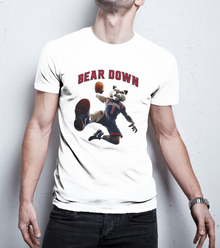 Bear Down Arizona Wildcats 2025 Basketball Mascot T-Shirt