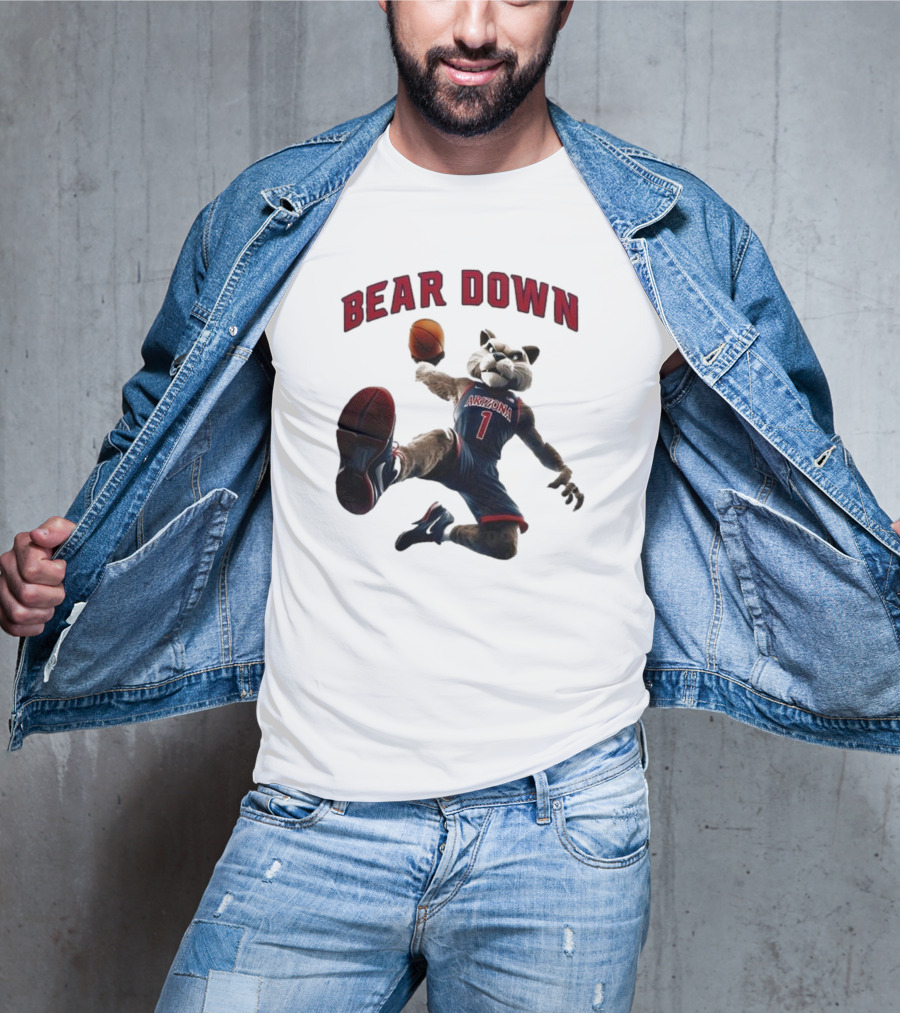 Bear Down Arizona Wildcats 2025 Basketball Mascot T-Shirt
