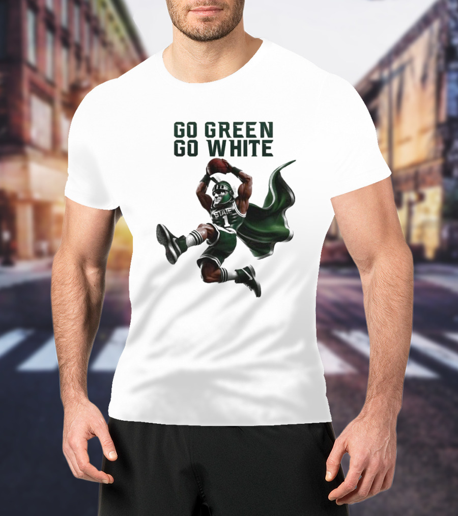 Michigan State Spartans Go Green Go White Football Mascot 2025 T-Shirt