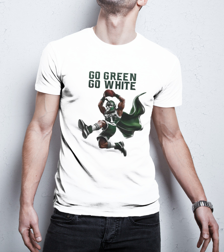 Michigan State Spartans Go Green Go White Football Mascot 2025 T-Shirt