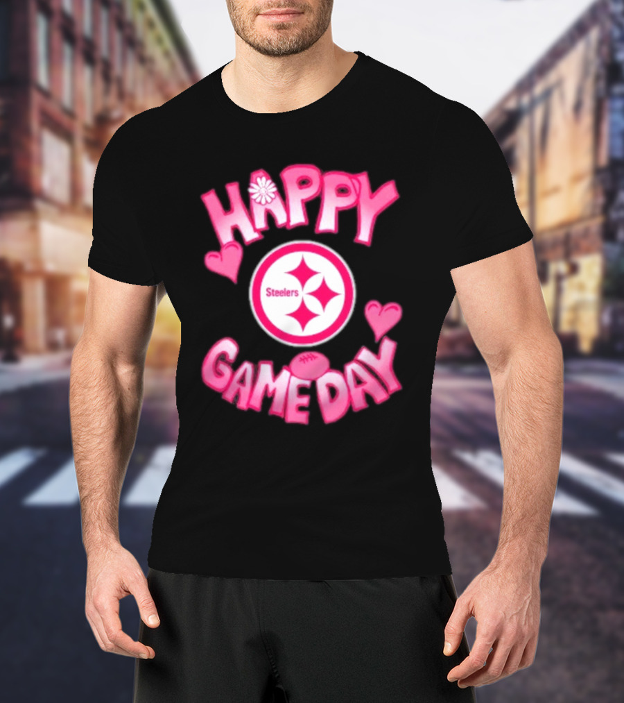 Valentine's Day Steelers Happy Gameday 2025 Hearts And Football T-Shirt