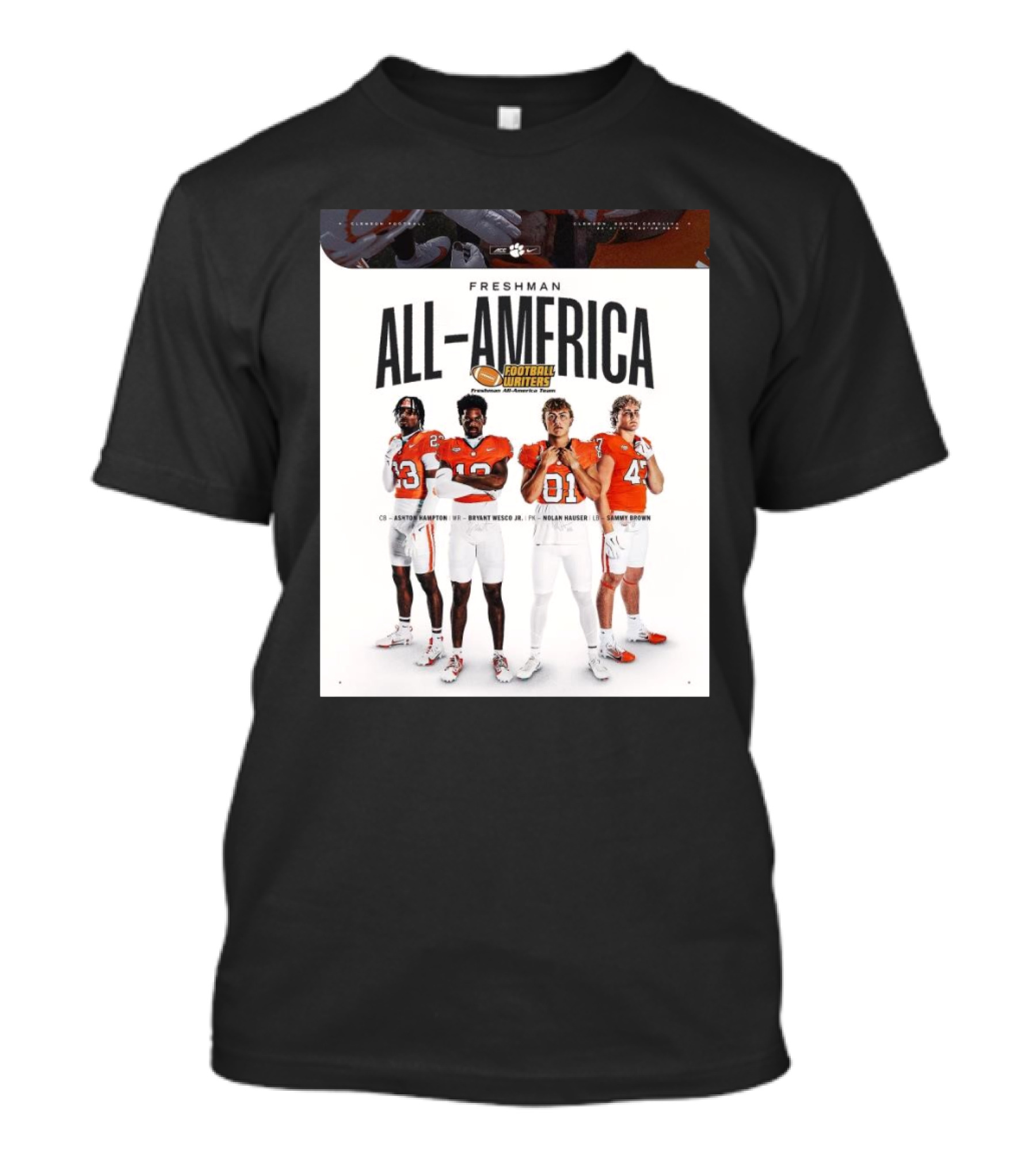 Freshman All-America Football Writers Hampton Wesco Jr Hauser Brown Clemson Tigers T-Shirt