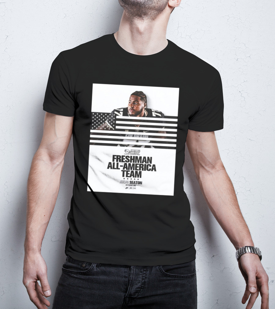 Colorado Buffaloes Jordan Seaton Freshman All-America Team FWAA Offensive Line Football Writers T-Shirt