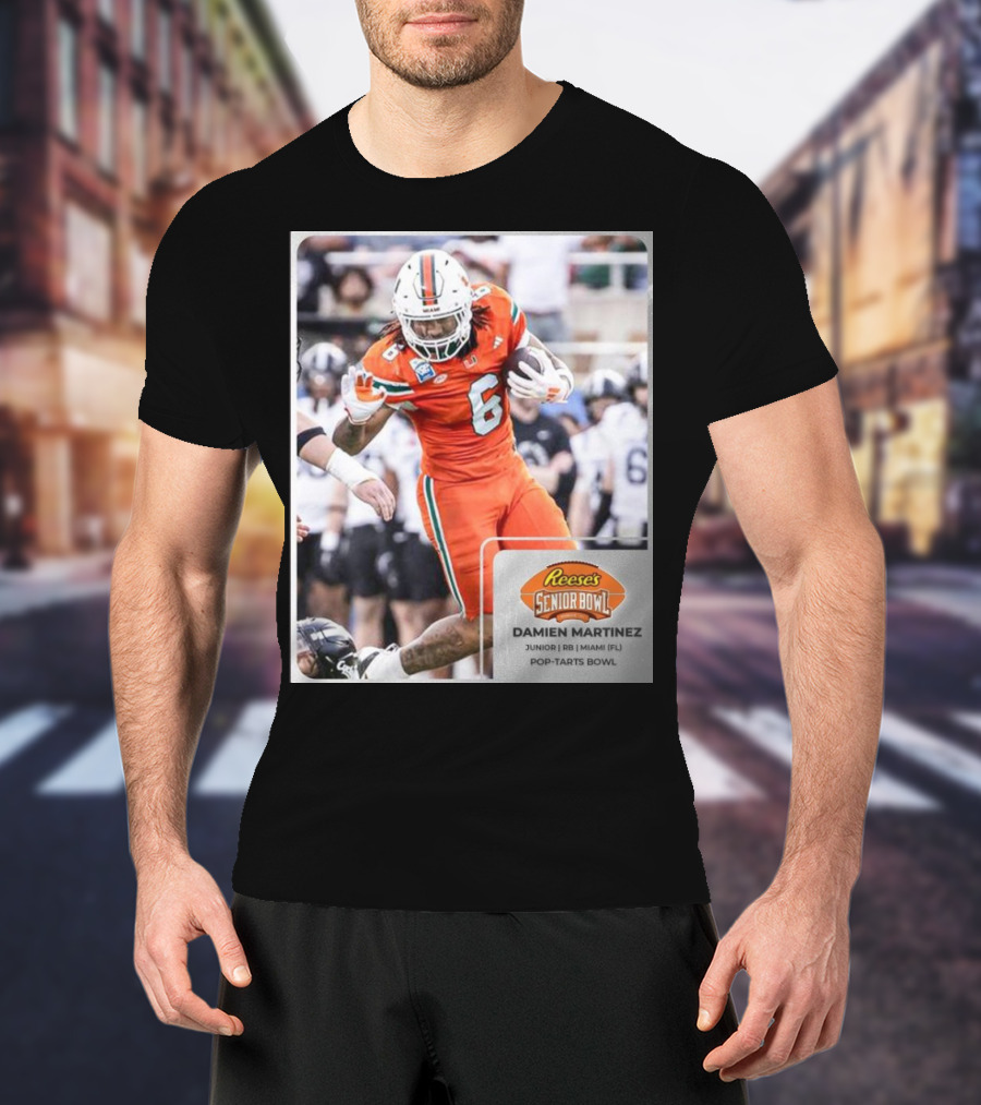 Damien Martinez Miami Hurricanes Junior RB Reese's Senior Bowl Pop-Tarts Bowl Action T-Shirt