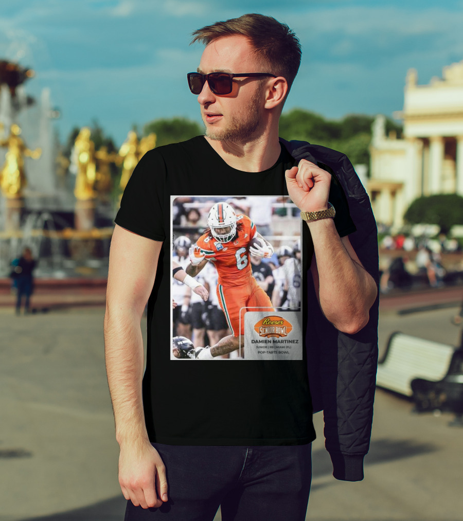 Damien Martinez Miami Hurricanes Junior RB Reese's Senior Bowl Pop-Tarts Bowl Action T-Shirt