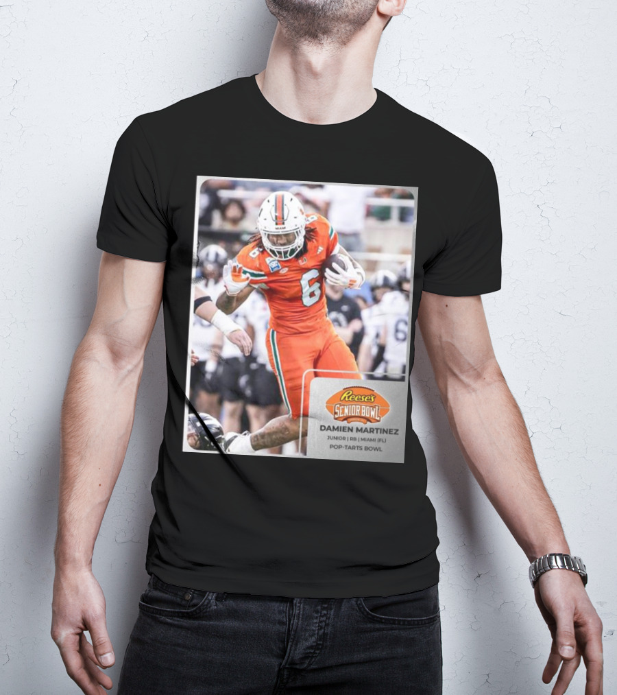 Damien Martinez Miami Hurricanes Junior RB Reese's Senior Bowl Pop-Tarts Bowl Action T-Shirt