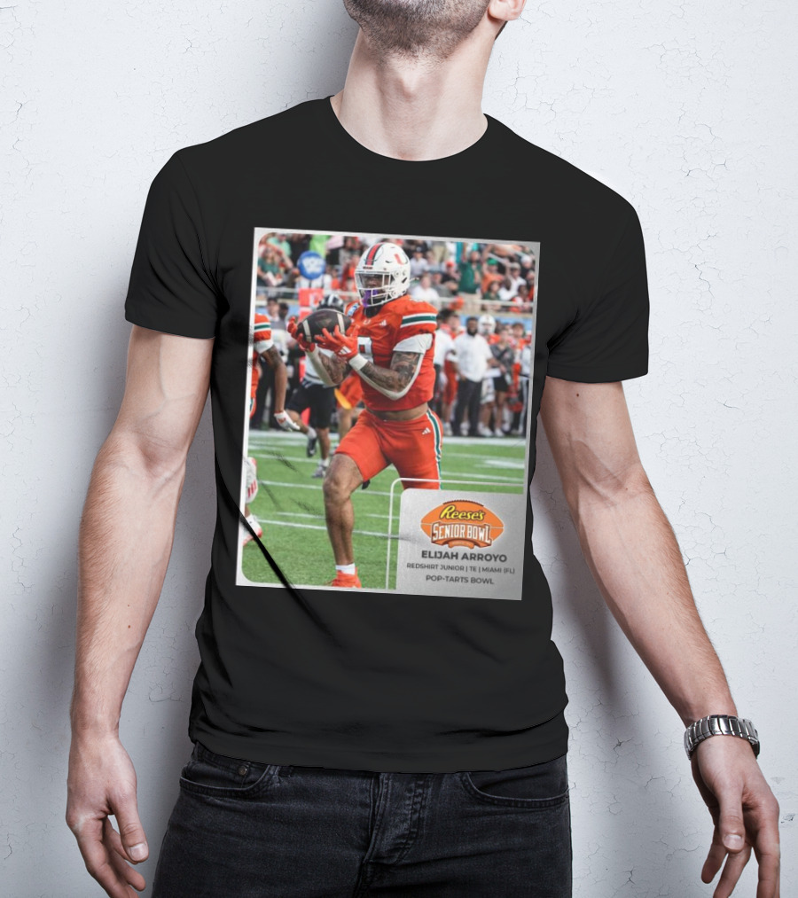 Elijah Arroyo Miami Hurricanes Red Redshirt Junior TE Reese’s Senior Bowl Pop-Tarts Bowl T-Shirt