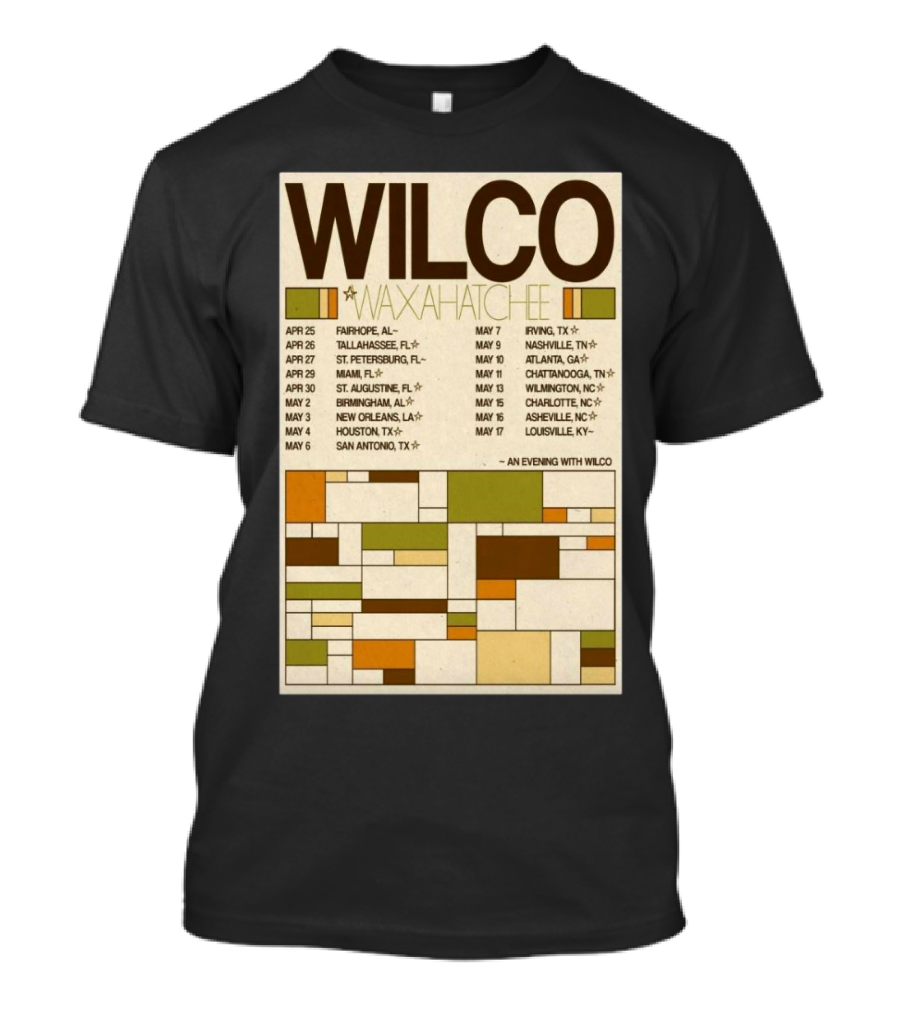 Wilco And Waxahatchee 2025 American South Tour Dates And Locations T-Shirt