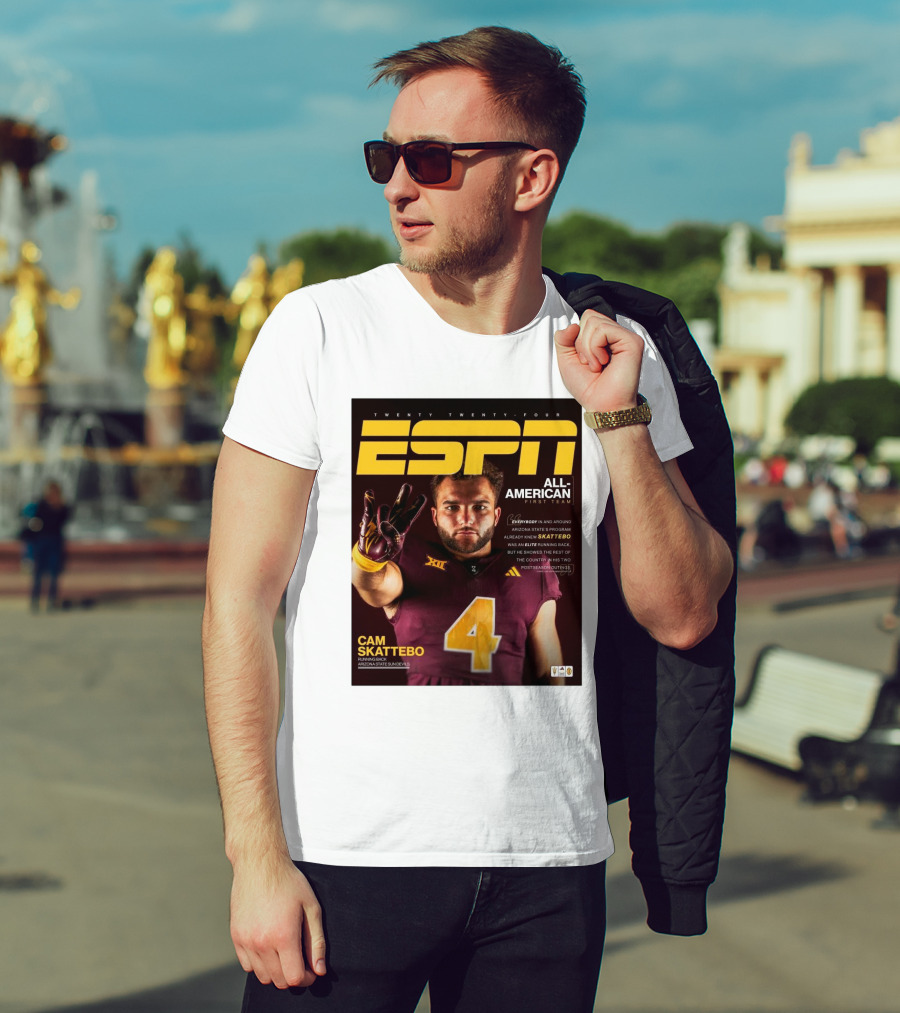 Twenty Twenty-Four ESPN All-American First Team Cam Skattebo Running Back Arizona State Sun Devils T-Shirt