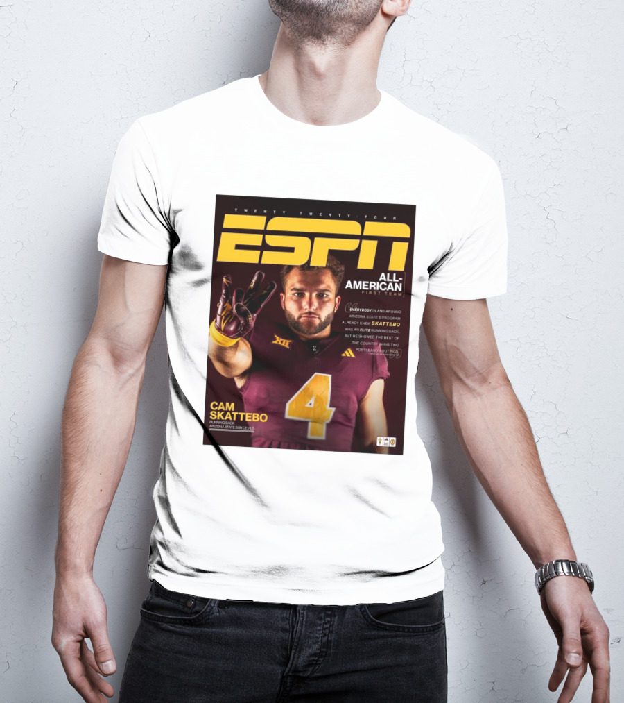 Twenty Twenty-Four ESPN All-American First Team Cam Skattebo Running Back Arizona State Sun Devils T-Shirt