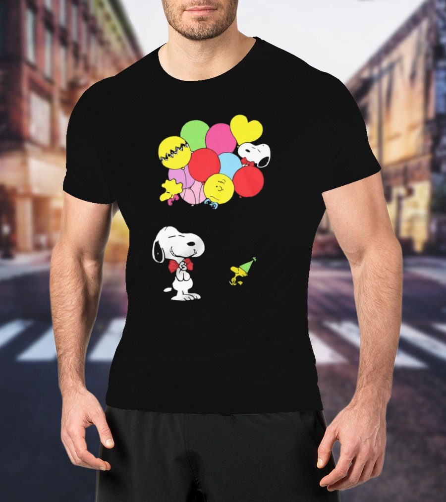 Peanuts Snoopy Woodstock Balloons Birthday T-Shirt