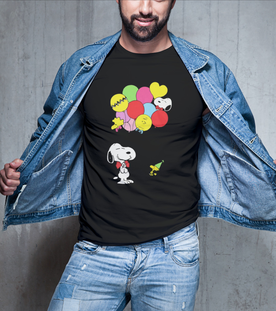 Peanuts Snoopy Woodstock Balloons Birthday T-Shirt