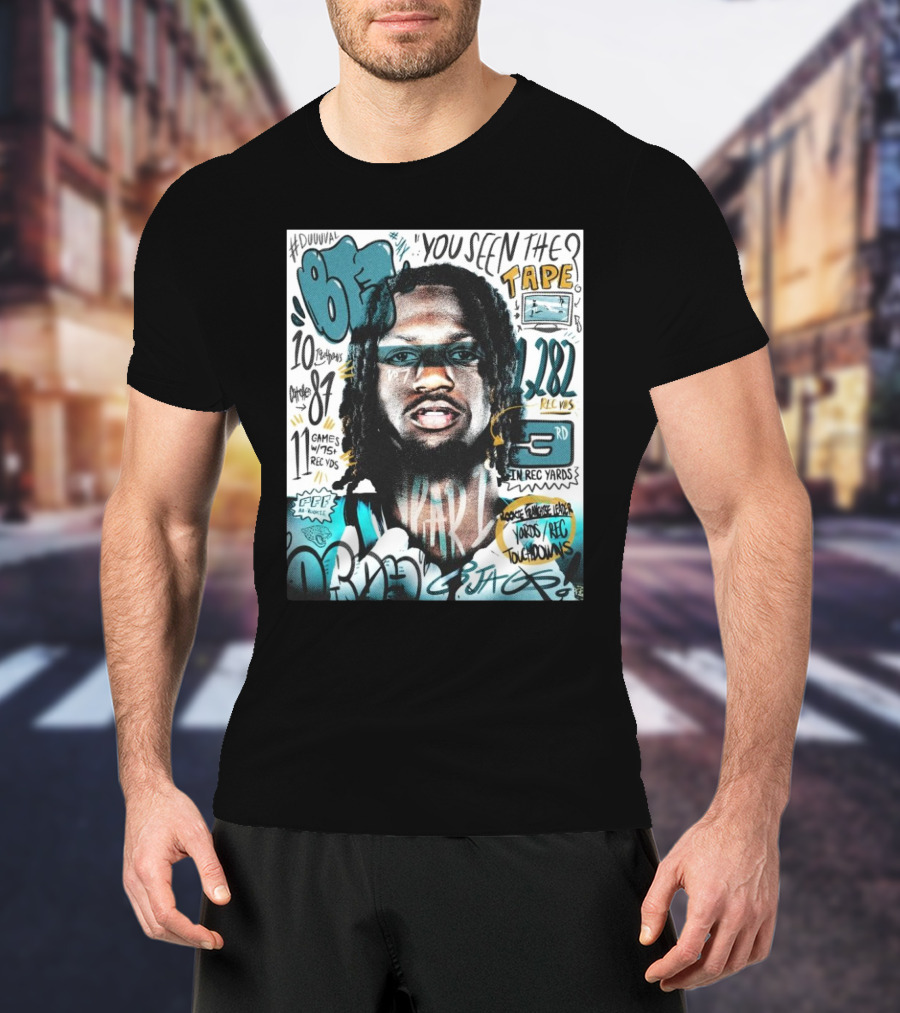 Jacksonville Jaguars Brian Thomas You Seen The Tape 1282 Rec Yds 10 Touchdowns PFF AR-Rookie Words Rec Touchdowns 81 Rec Yds 11 Games Duval T-Shirt