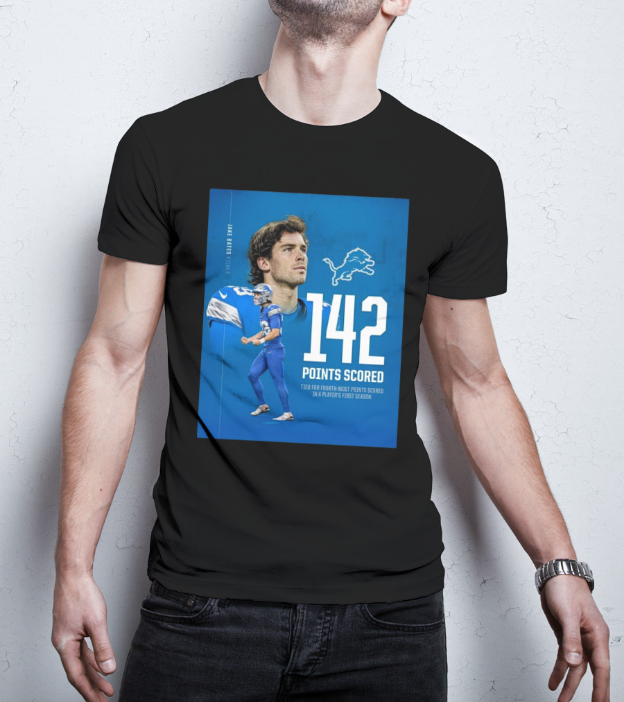 Jake Bates Detroit Lions 142 Points Scored Tied For Fourth-Most In Player's First NFL Season T-Shirt