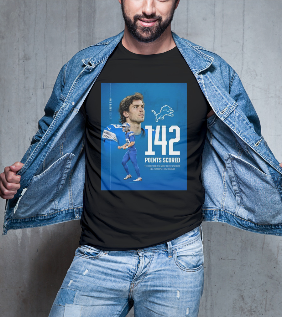 Jake Bates Detroit Lions 142 Points Scored Tied For Fourth-Most In Player's First NFL Season T-Shirt