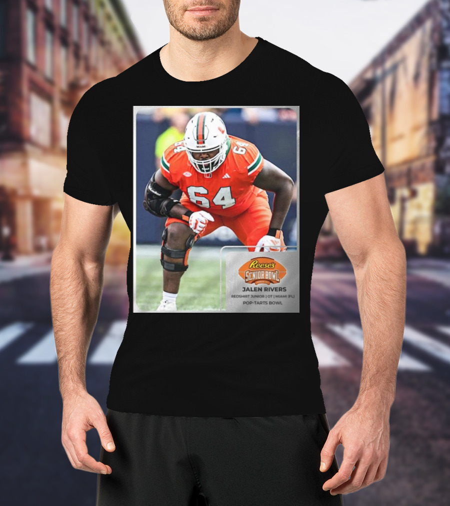 Jalen Rivers Miami Hurricanes Redshirt Junior 64 OT Reese’s Senior Bowl Pop-Tarts Bowl T-Shirt