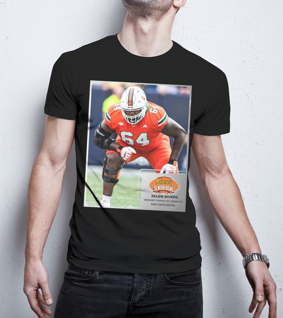 Jalen Rivers Miami Hurricanes Redshirt Junior 64 OT Reese’s Senior Bowl Pop-Tarts Bowl T-Shirt