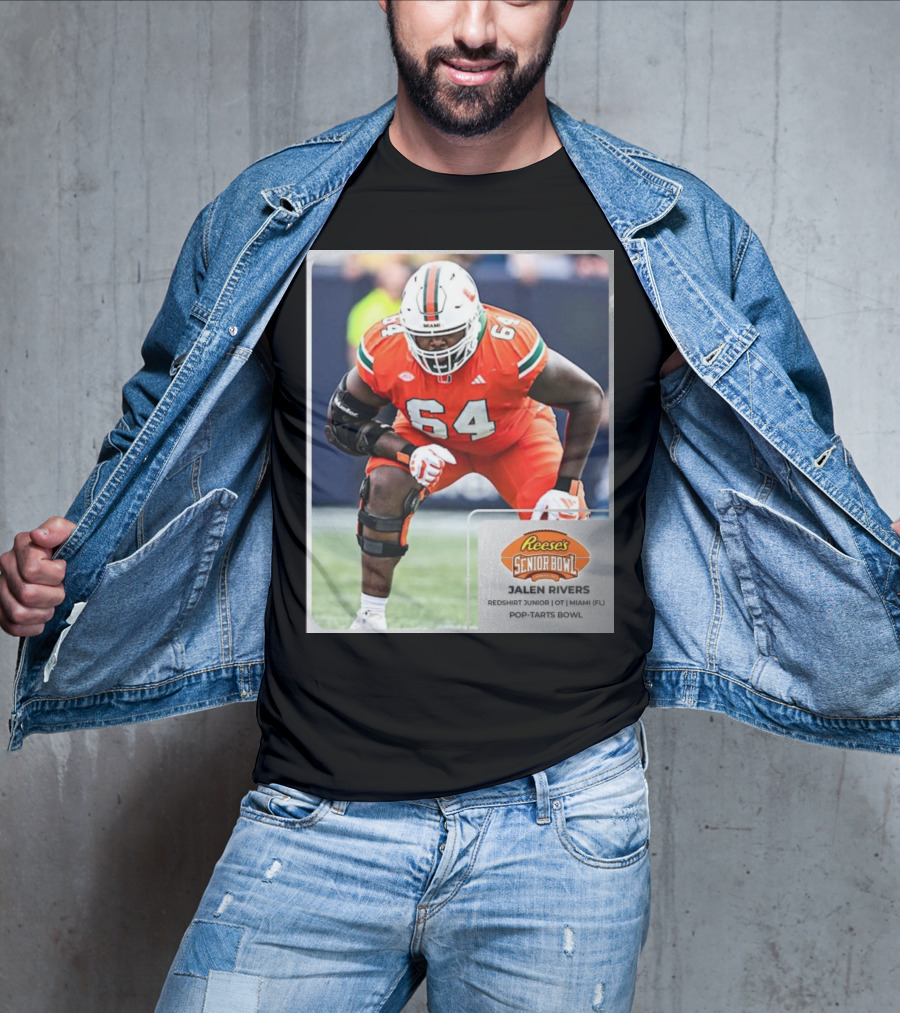 Jalen Rivers Miami Hurricanes Redshirt Junior 64 OT Reese’s Senior Bowl Pop-Tarts Bowl T-Shirt