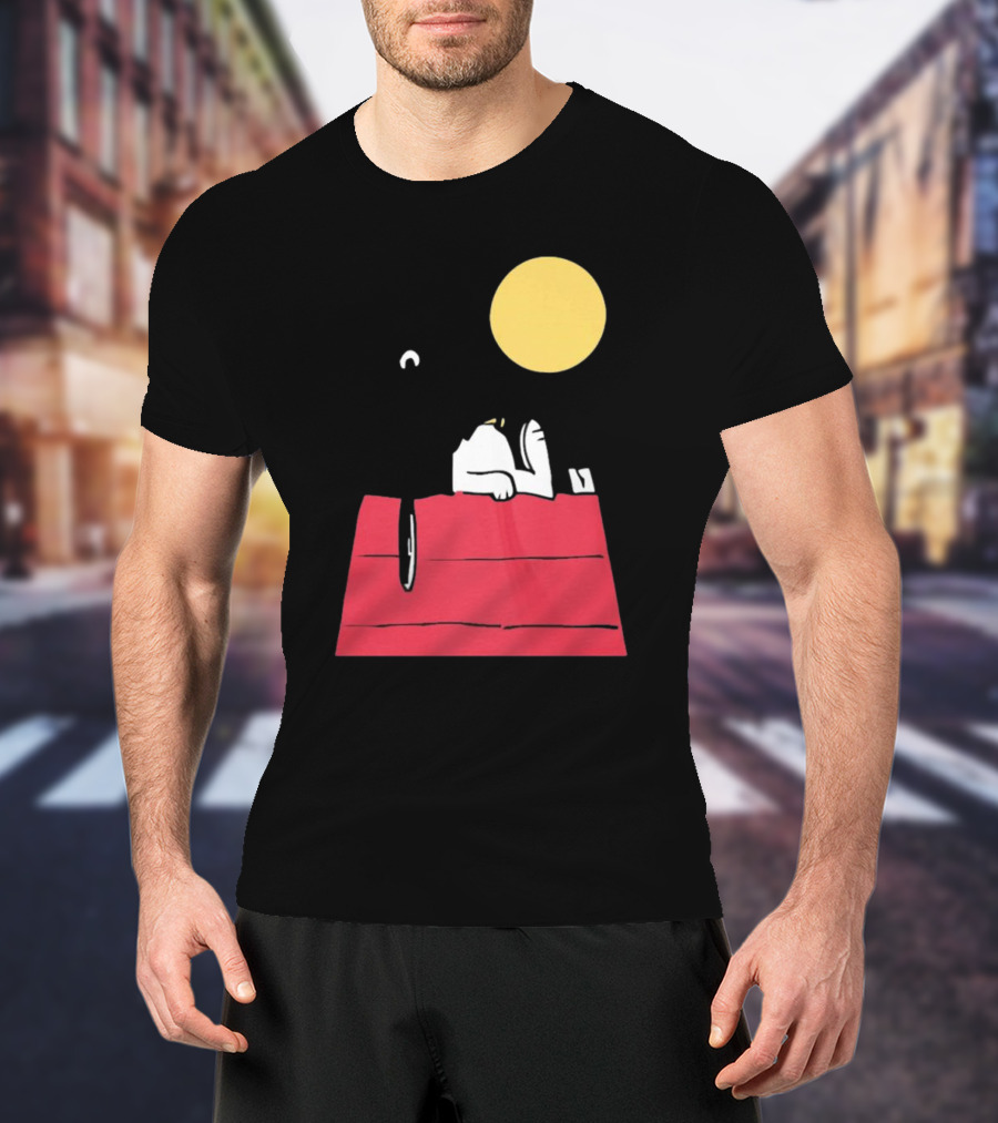Snoopy Solar Eclipse Peanuts Doghouse Moon Charlie Brown T-Shirt