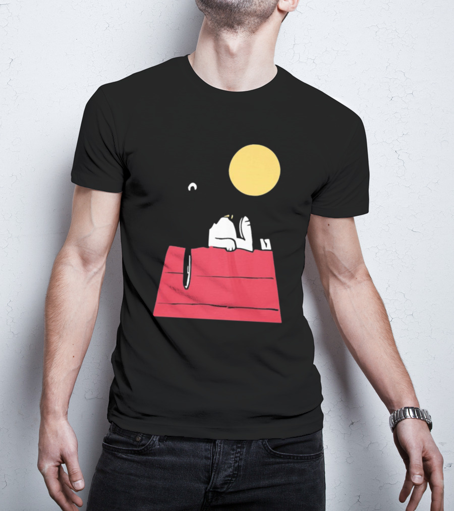 Snoopy Solar Eclipse Peanuts Doghouse Moon Charlie Brown T-Shirt