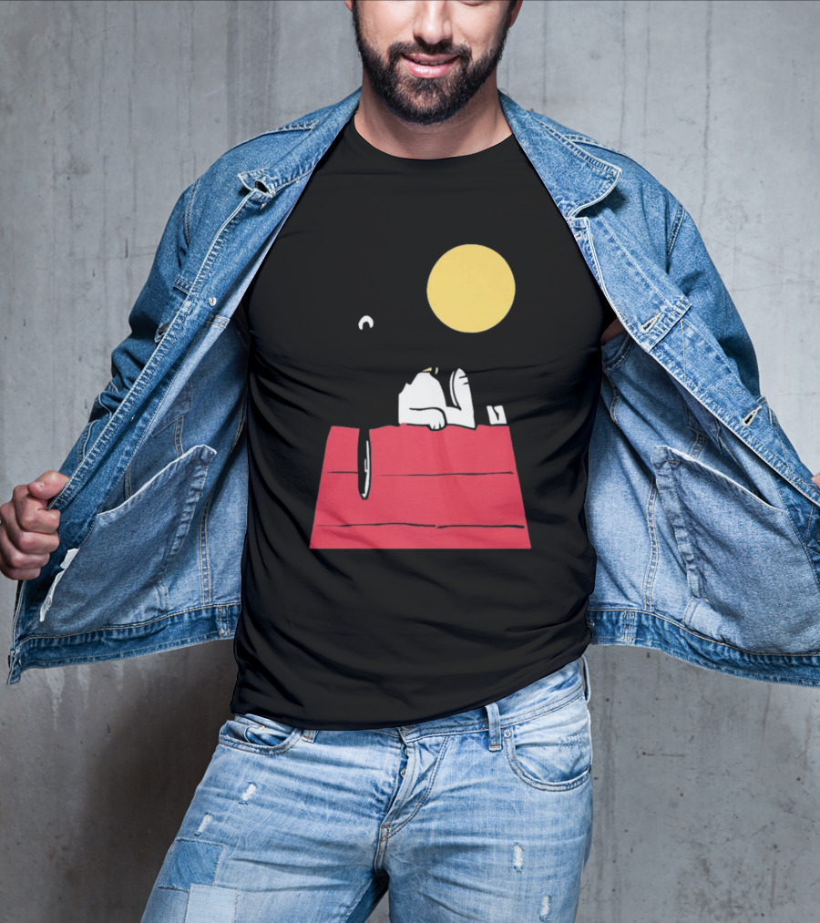 Snoopy Solar Eclipse Peanuts Doghouse Moon Charlie Brown T-Shirt