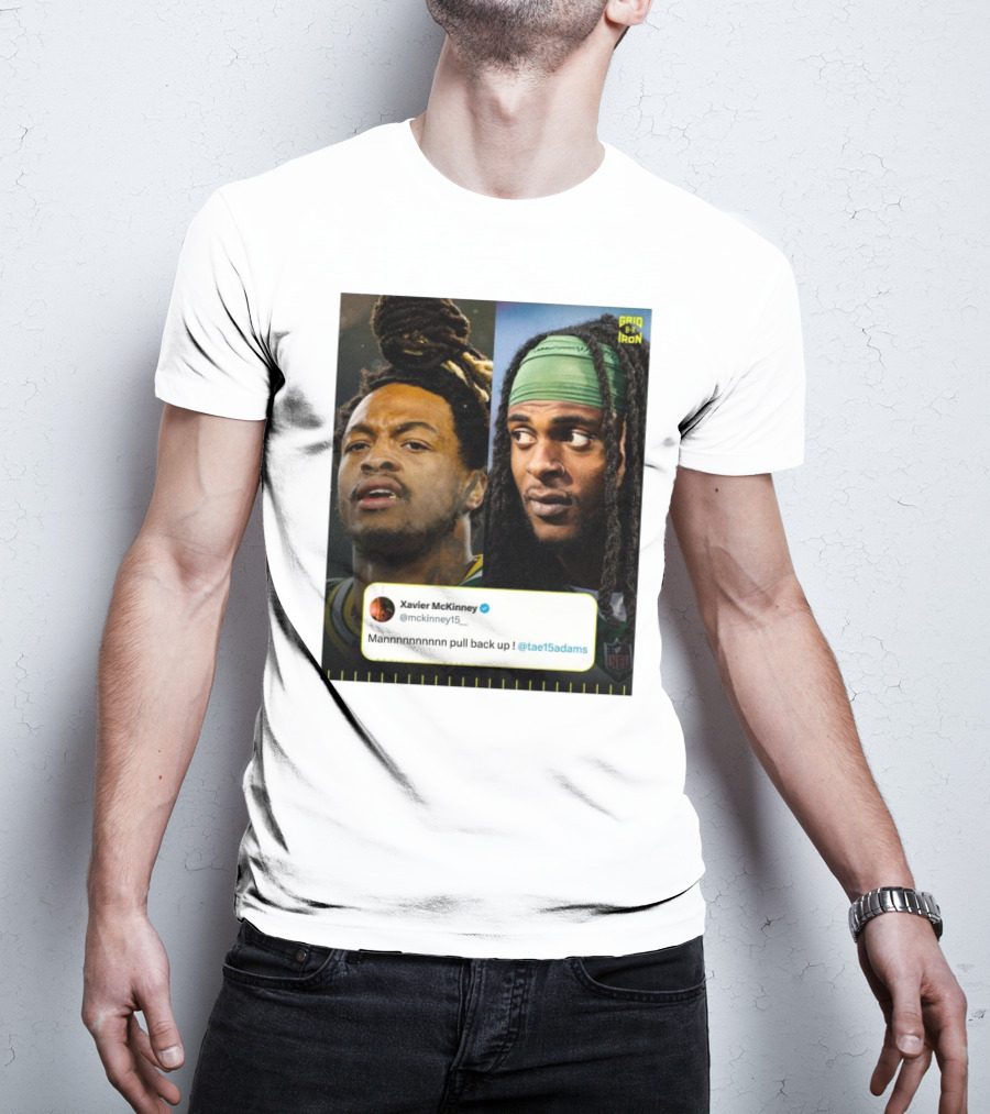 Grid Iron Xavier McKinney Mannnnnnnnnn Pull Back Up Green Bay Packers Davante Adams T-Shirt