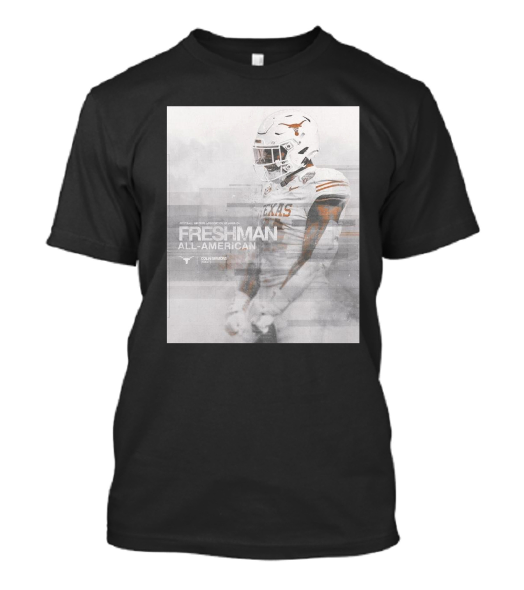 Texas Longhorns Colin Simmons Freshman All-American Football Writers Association Of America T-Shirt
