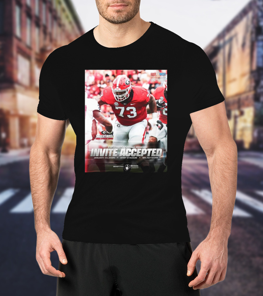 Xavier Truss Georgia Bulldogs 73 East-West Shrine Bowl Invite Accepted January 30 2025 AT&T Stadium NFL Network Benefiting Shriners Children's T-Shirt